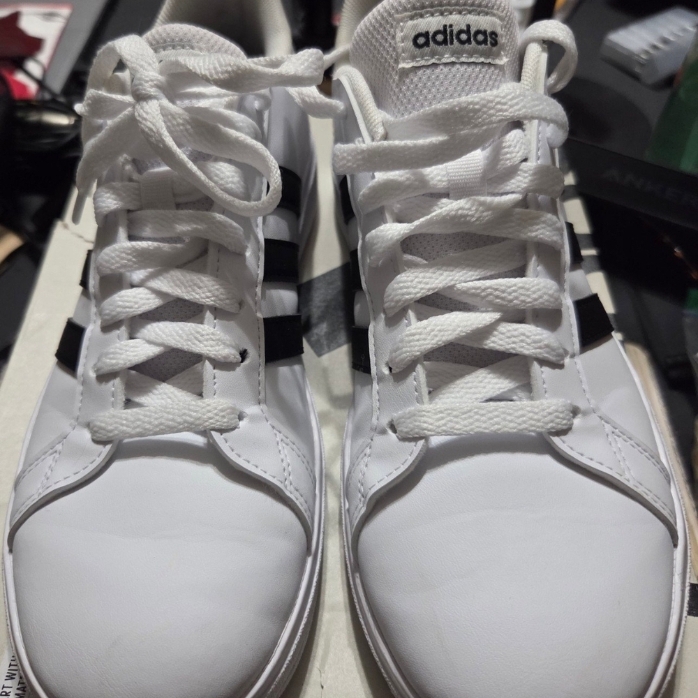 Adidas White and Black High-Top Sneakers